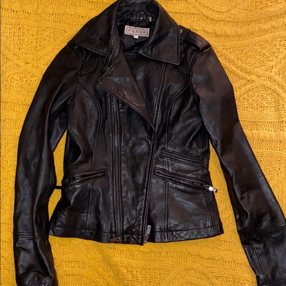 Black leather jacket